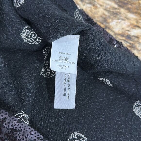 J. Crew Cotton Sequin Polka Dot Top Blouse Black White Size XS - Picture 7 of 11